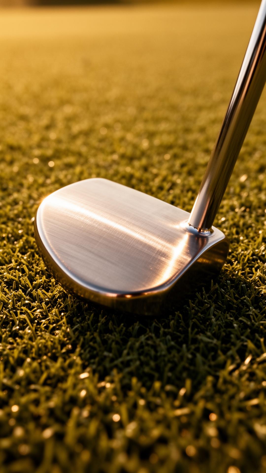 Polished blade putter resting on the green
