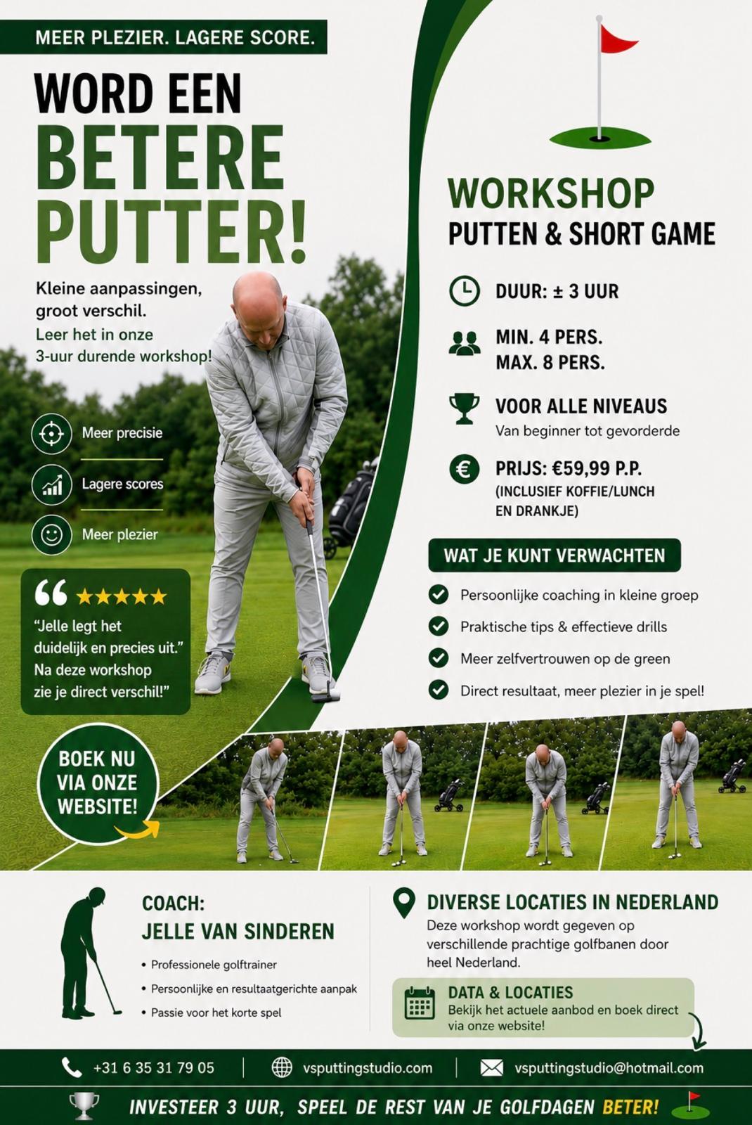 Putting & short game workshop flyer — Word een betere putter
